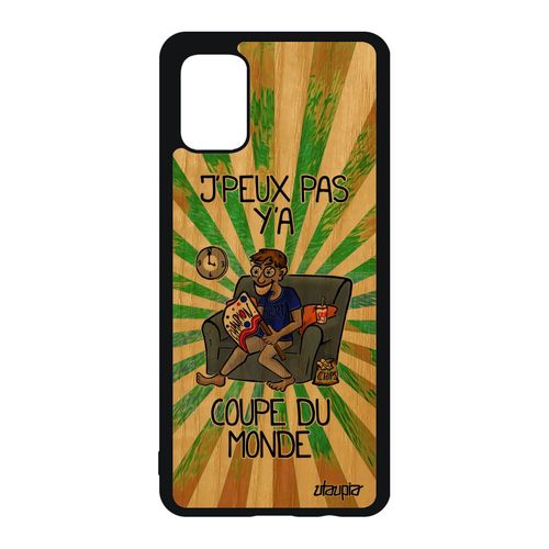 Coque Bois Pour Samsung Galaxy A51 Silicone J'peux Pas Y'a Coupe Du Monde Humour Supporter Rugby Comique Texte Vert Personnalisé Je