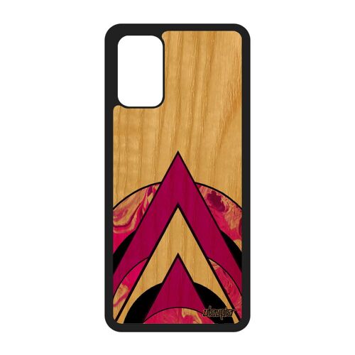 Coque telephone Samsung Galaxy S20+ Plus bois silicone marbre motif artisanat coloré case rose cercle peinture geometrie texture 4G