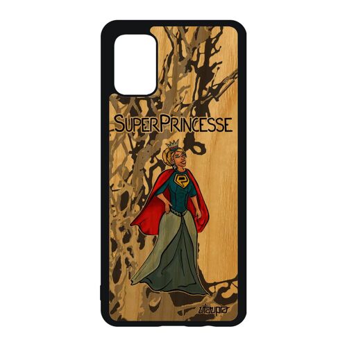 Coque pour Samsung Galaxy A51 bois silicone super princesse souple humour comics etui comique gris telephone texte de made in France