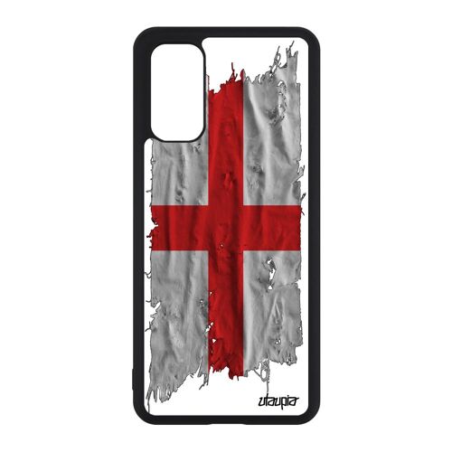Coque Silicone Samsung S20 Drapeau Angleterre Anglais Souple Housse Rugby Foot Euro Britannique Jeux Olympiques Tissu Metal Galaxy