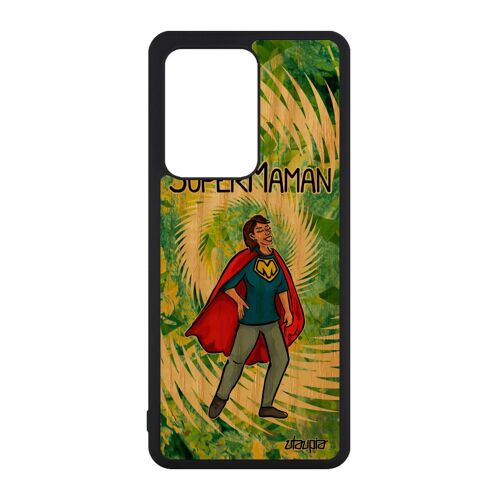 Coque bois pour Galaxy S20 Ultra silicone super maman de protection cadeau de noel heros humour comics 4G mere vert dessin Samsung