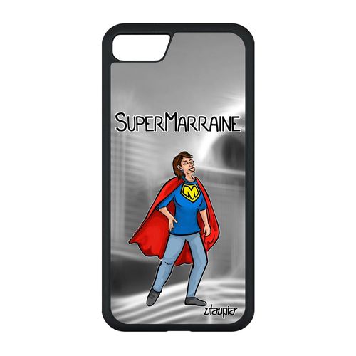 Coque Pour Iphone Se 2020 Silicone Super Marraine Humoristique Portable Drole 4g Humour Bebe Texte Gris Telephone Comics Heros