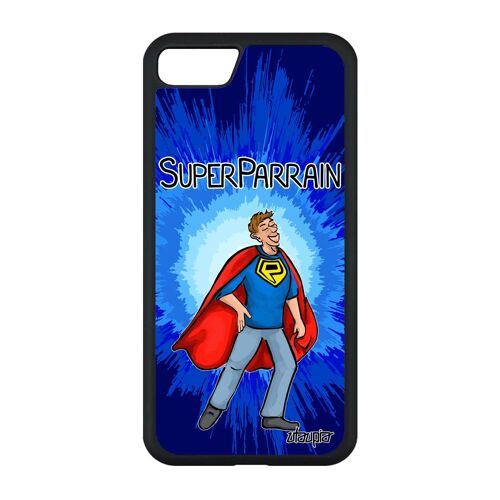 Coque Super Parrain Pour Iphone Se 2022 Silicone Humour Comics Bande Dessinée Portable Bleu Case Smartphone Drole Humoristique