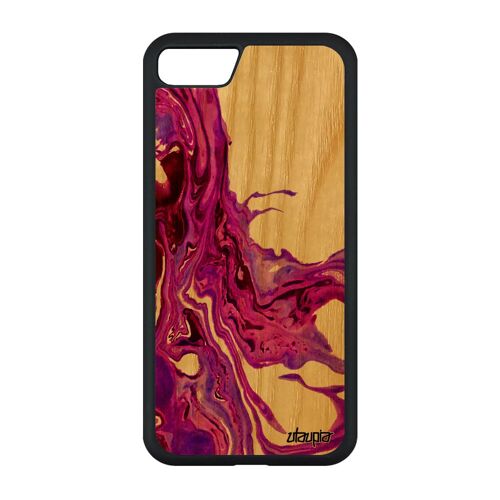 Coque Iphone Se 2020 Bois Silicone Peinture Fait Main Contemporain Matiere Etui Marbre Violet Acrylique Frêne Case 256 Go Fond