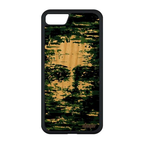 Coque Pour Iphone Se 2022 Bois Silicone Portrait Camouflage Visage Artistique Antichoc Armée Femme Vert Art Peinture Militaire