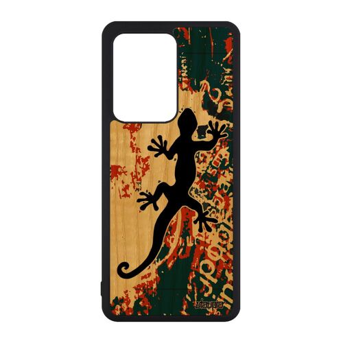 Coque Silicone Samsung S20 Ultra En Bois Salamandre Vert Antichoc Telephone Journal Reggae Design Animal Street Art Symbole Galaxy