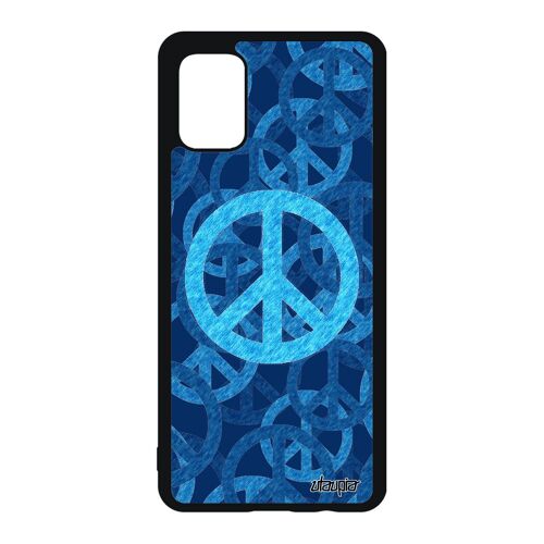 Coque Galaxy A51 Silicone Peace And Love Hippie Yoga Harmonie Symbole Pas Cher Motif Dessin Bleu Espoir Rigide Housse Noir Samsung