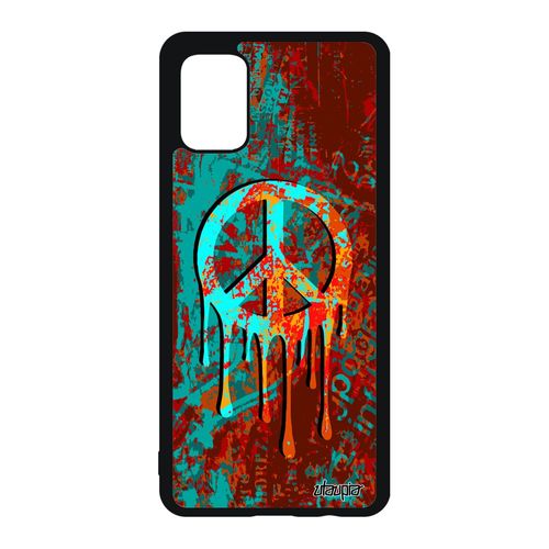 Coque Samsung Galaxy A51 Silicone Peace And Love Telephone Rasta Symbole De Protection Mobile Yoga Case Vert & Alu Peinture Graffiti