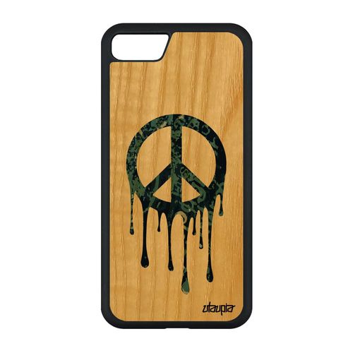 Coque Antichoc Pour Iphone Se 2020 En Bois Silicone Peace And Love Homme Dessin Gris Symbole Caoutchouc Solide Personnalisé &