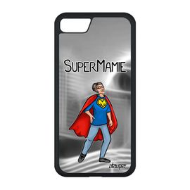 Coque Iphone Se 2020 Silicone Super Mamie Bande Dessinée Texte Grand Mere Comics Mamy Heros Smartphone Gris Made In France