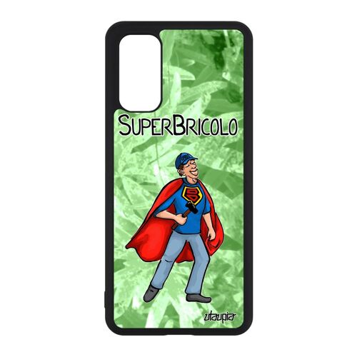 Coque Samsung Galaxy S20 silicone super bricolo smartphone papy humour vert comics dessin comique drole bd heros housse metal texte
