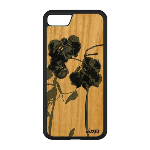 Coque Silicone Iphone Se 2020 En Bois Orchidée Fleur Nature Tropical Antichoc Cadeau Fete Des Meres Gris Jolie Bumper Floral