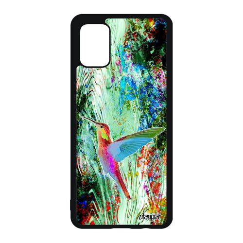 Coque Pour Samsung Galaxy A51 En Silicone Colibri Plumes Animal Oiseau Nature Ecologie Fleurs Vert Telephone Animaux 4g Dessin Noir