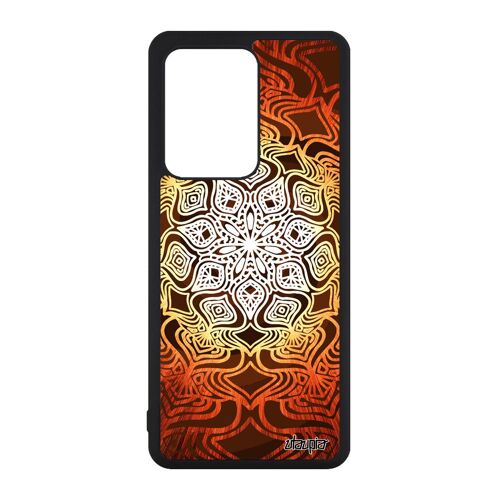 Coque Samsung S20 Ultra Silicone Mandala Indien Oriental Orange Solide Bouddhisme Dessin Floral Antichoc Telephone Noir Metal Galaxy