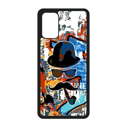 Coque En Silicone Samsung S20+ Plus Monsieur Moustache Art Cadeau D'anniversaire Portable Mobile Pipe Peinture Orange Vintage Galaxy