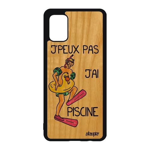 Coque Samsung Galaxy A51 Bois Silicone J'peux Pas J'ai Piscine Humour Sport Humoristique Vert Bd Mobile Telephone Drole Comique De