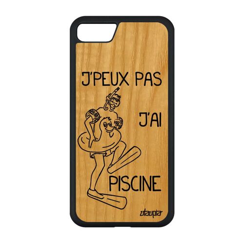 Coque Iphone Se 2022 En Bois Silicone J'peux Pas J'ai Piscine Humoristique Noir Comique Vacances Natation Personnalisé Sport
