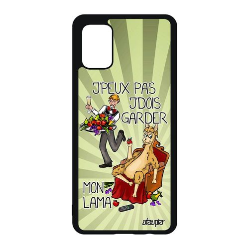 Coque Samsung Galaxy A51 Silicone J'peux Pas J'dois Garder Mon Lama Rigide Cartoon Humour Jpeux Drole Telephone Animal Etui Vert Je