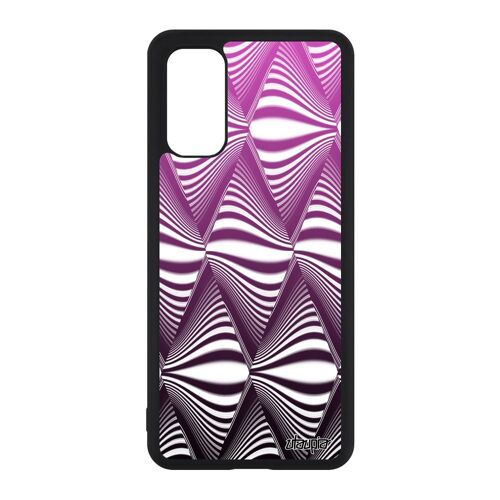 Coque Pour Samsung S20 Silicone Illusion D'optique Losange Effet Vague Antichoc Triangle Telephone Dégradé Rose Pas Cher Noir Galaxy