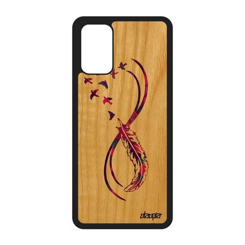 Coque Silicone Infini Samsung Galaxy S20+ Plus En Bois 4g Telephone Violet Portable Plume Etui Oiseau Coloré Amour Zen Multicolore