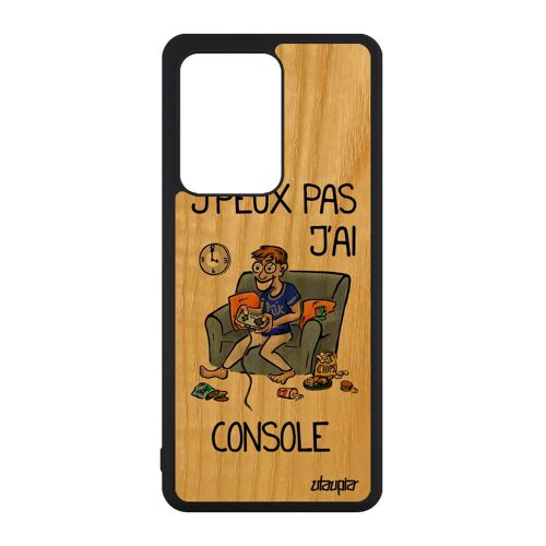 Coque silicone pour Samsung S20 Ultra en bois et j'peux pas j'ai console gamer smartphone SM-G988B humoristique gris je geek galaxy