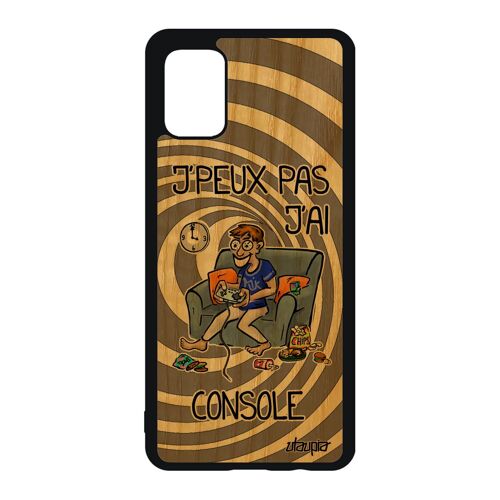 Coque Samsung Galaxy A51 bois silicone j'peux pas j'ai console comique gamer geek bd play humour jpeux drole cover gris je SM-A515FN