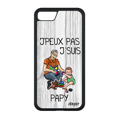 Coque Silicone Pour Iphone Se 2020 J'peux Pas J'suis Papy Bande Dessinée Gris Drole Antichoc Humour Texte Naissance Garcon Je