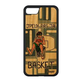 Coque J'peux Pas J'ai Basket Iphone Se 2020 En Bois Silicone Humour Basketball Sport Portable Comique Bande Dessinée Gris Nba