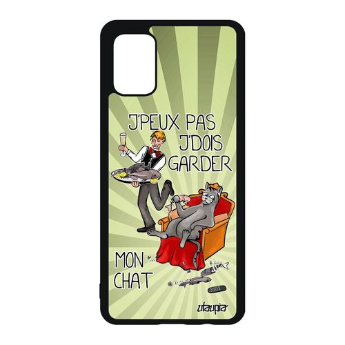 Coque Samsung Galaxy A51 Silicone J'peux Pas J'dois Garder Mon Chat Vert Drole Motif Personnalisé Cartoon Jpeux Humoristique Je