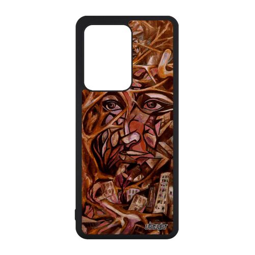 Coque Telephone S20 Ultra Silicone Portrait Street Art Peinture Fait Main Rigide Original Immeubles Homme Arbre Tpu Samsung Galaxy