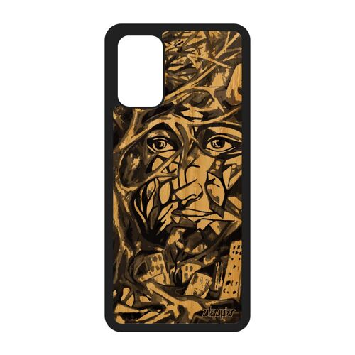 Coque En Bois S20+ Plus Silicone Portrait Street Art Visage Pas Cher Abstrait Arbre Immeubles Original Homme Peinture Samsung Galaxy