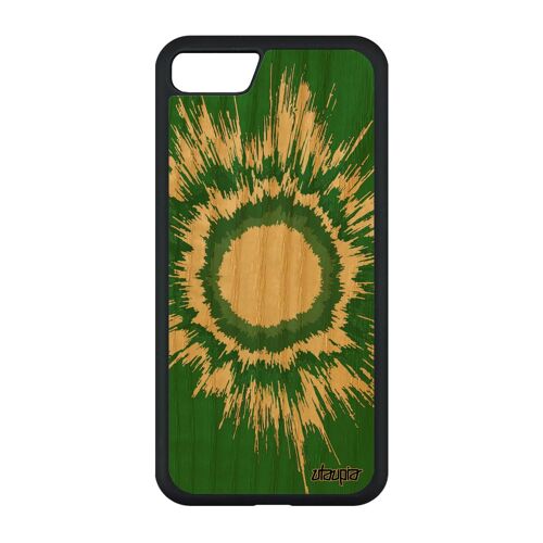 Coque bois iPhone SE 2020 silicone explosion fond effet fait main telephone modern antichoc vert de protection rigide original