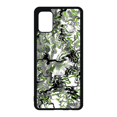 Coque Marbre Samsung Galaxy A51 Silicone Telephone Vert Portable Effet Peinture Ondulé Motif Mobile Case Fond Forme Made In France