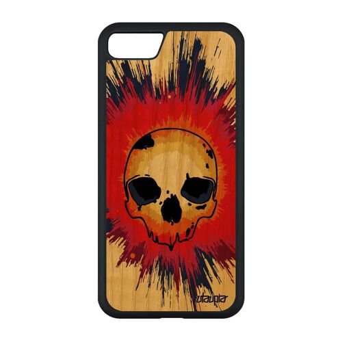 Coque Iphone Se 2022 En Bois Et Silicone Tete De Mort Smartphone Crane Coloré Squelette Horreur 256 Go Case Tattoo Biker Rock