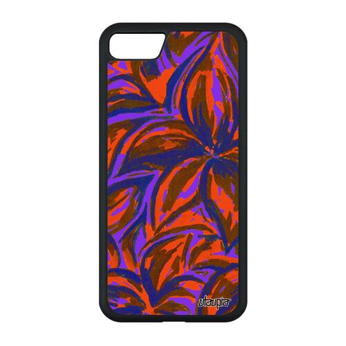 Coque Iphone Se 2022 Silicone Fleurs Fond Feuille Personnalisé Case Bleu Motif Nature Original Effet Design Peinture Floral De