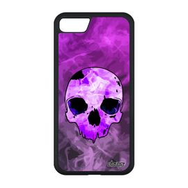 Coque Pour Iphone Se 2020 Silicone Tete De Mort Violet Hardrock Fantastique Feu Crane Squelette Vintage Housse Halloween Emo