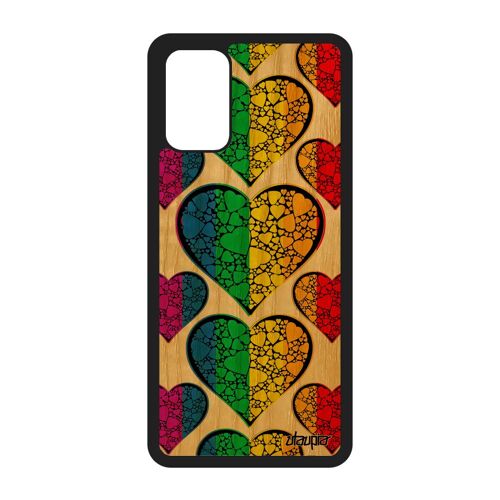 Coque S20+ Plus En Bois Silicone Drapeau Gay Pride Design Rainbow Coeur Lesbien I Love De Protection Portable Parade Samsung Galaxy