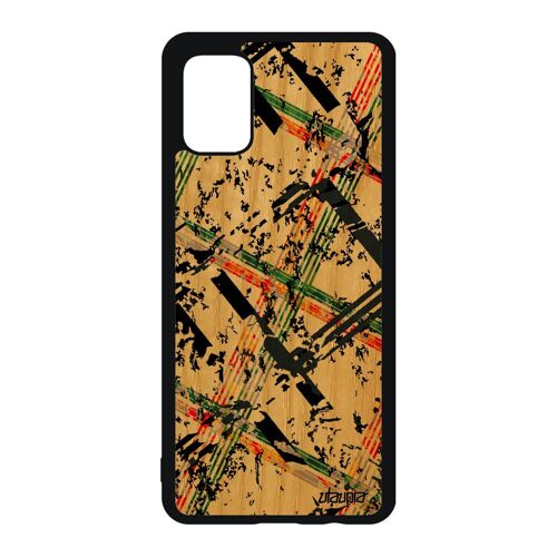 Coque carreau tartan pour Samsung Galaxy A51 en bois silicone antichoc design motif effet 4G geometrique jolie vert fond telephone