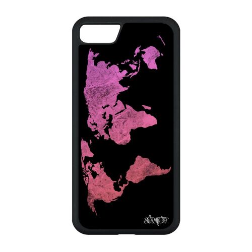 Coque Carte Monde Iphone Se 2022 Silicone Effet Motif 4g Antichoc Globe Pays Pas Cher Terre Case Jolie Geographie Atlas Rose