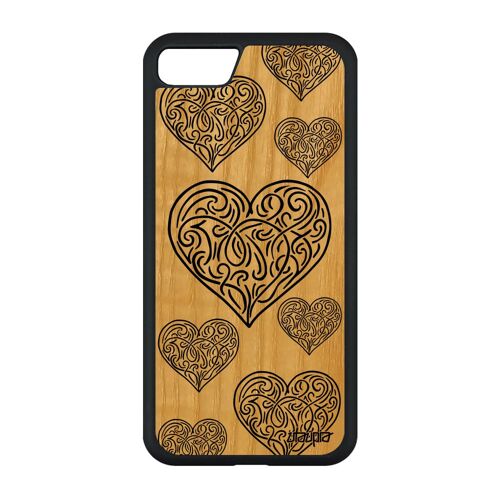 Coque bois silicone cur pour iPhone SE 2020 art amitie case noir 4G tribal de luxe amour cadeau saint valentin original love