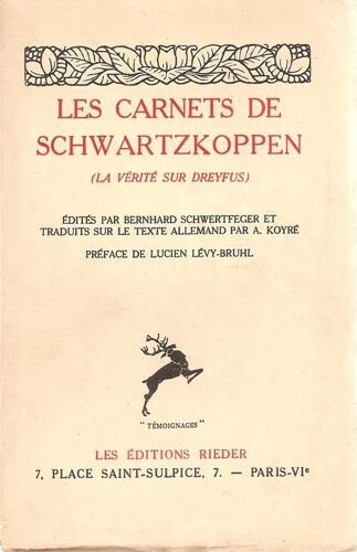 Les Carnets De Schwartzkoppen La Verite Sur Dreyfus