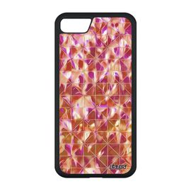 Coque Silicone Iphone Se 2022 Design Carreau Motif Geometrique Marbre Fond Orange De Protection Personnalisé Original Portable