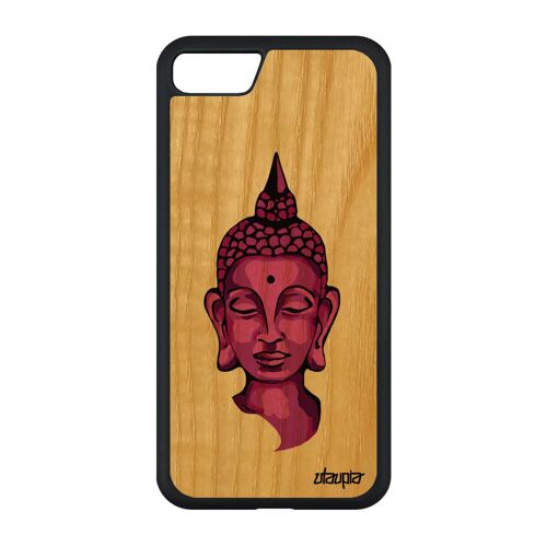 Coque Rigide Iphone Se 2022 Bois Silicone Bouddha 128 Go Violet Tpu Pochoir Bouddhisme Etui Inde De Protection Made In France