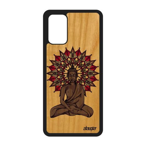 Coque Bouddha S20+ Plus En Bois Silicone Ethnique De Protection Statue Pas Cher Tibet Mandala Inde Etui Mobile Zen Samsung Galaxy