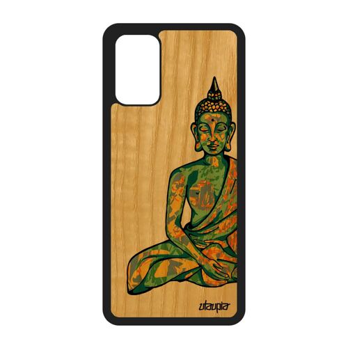 Coque Bois Pour Samsung S20+ Plus Silicone Bouddha Yoga Graphique Bumper Soleil Femme Illustration Case Assis Made In France Galaxy