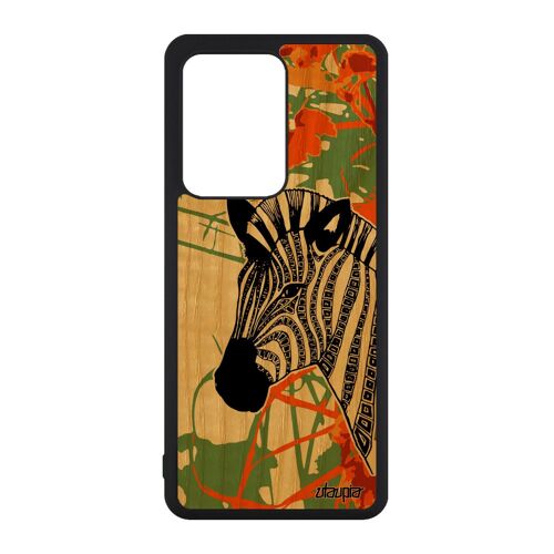 Coque zebre Samsung S20 Ultra bois silicone artiste noir azteque dessin homme de protection noir et blanc cheval rayé tribal galaxy