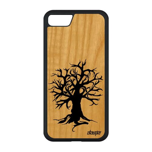 Coque Pour Iphone Se 2022 En Bois Naturel Silicone Peinture Arbre Foret Zen Telephone Smartphone De Protection Housse Unique