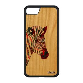 Coque silicone pour iPhone SE 2020 bois zebre pastel frêne portable souple Rouge azteque telephone multicolore original animal