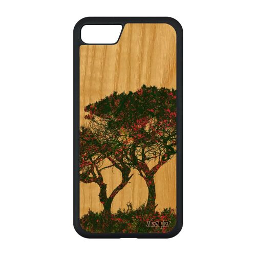 Coque Iphone Se 2022 Bois Silicone Arbres Peinture Antichoc Feuilles Nature Etui 256 Go Ecologie Zen Design Vert Personnalisé