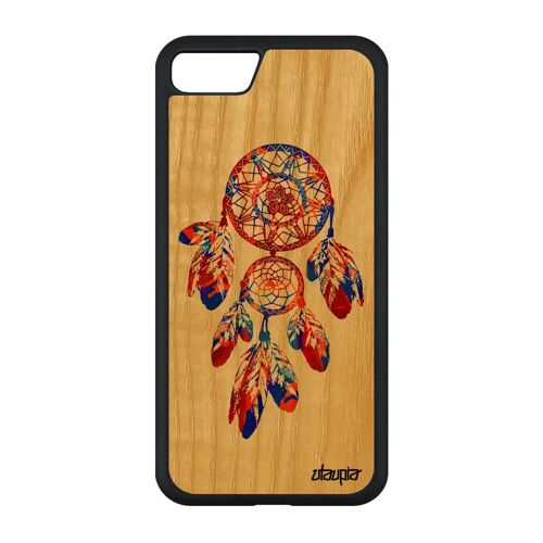 Coque En Bois Attrape Reve Iphone Se 2022 Silicone Ethnique Pas Cher Dreamcatcher Oriental 64 Go Capteur De Perles Receveur De